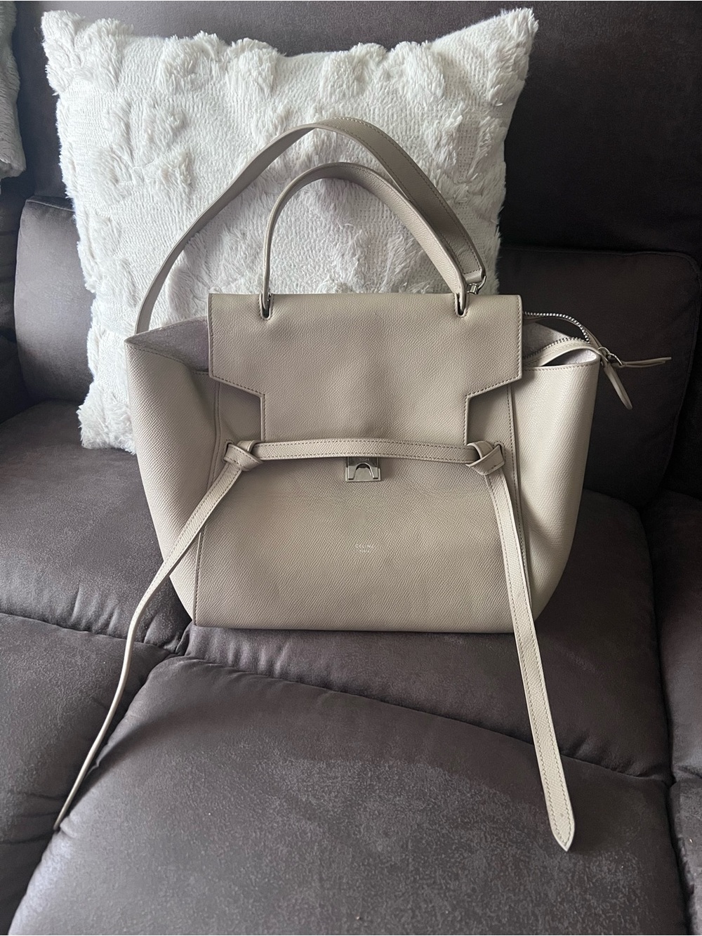 Celine Taupe Leather Medium Tote